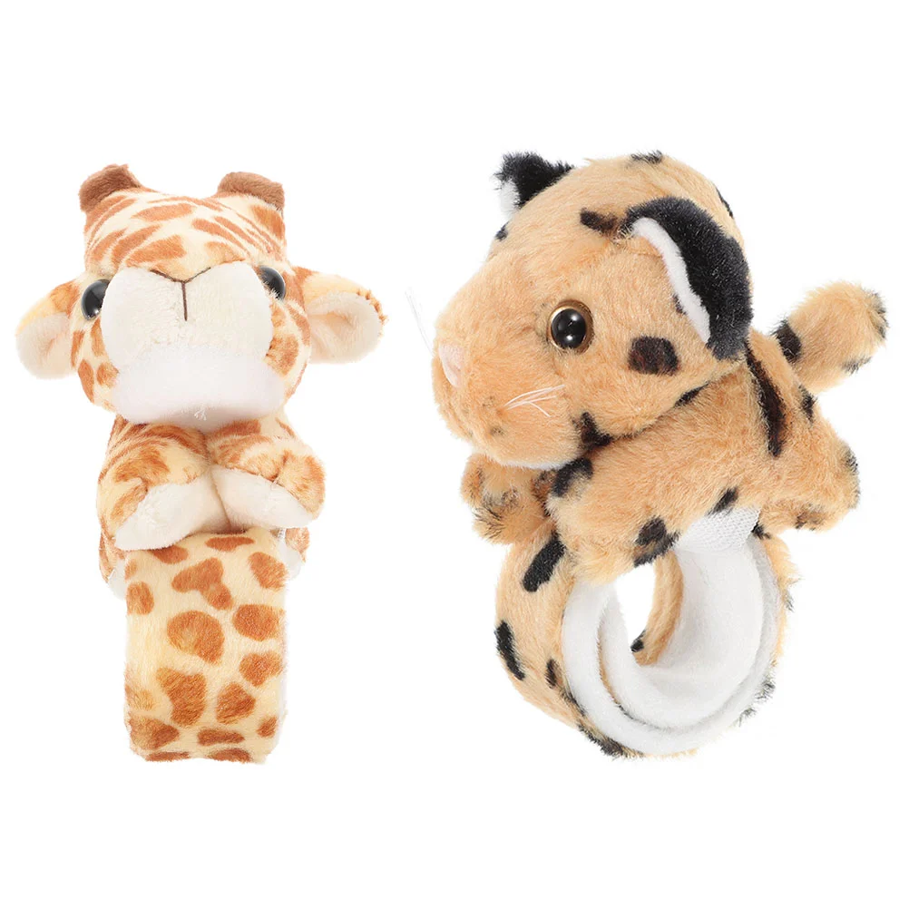 2pcs Plush Animal Slap Bracelet Toy Cartoon Animal Pattern Wristband Slap Bracelets kids slap bracelets