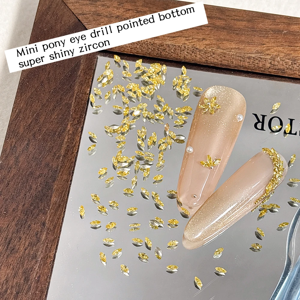 ゴールドミニホースアイドリルマルチサイズ尖った底模造クリスタルストーンネイルデコレーションアクセサリー手作りネイルデコレーション