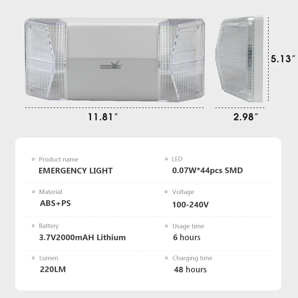 Dual Head LED Emergency Light Wall-mounted Fire Fighting Lamp Portable Camping Lamp Rechargeable Searchlight for Night Activity