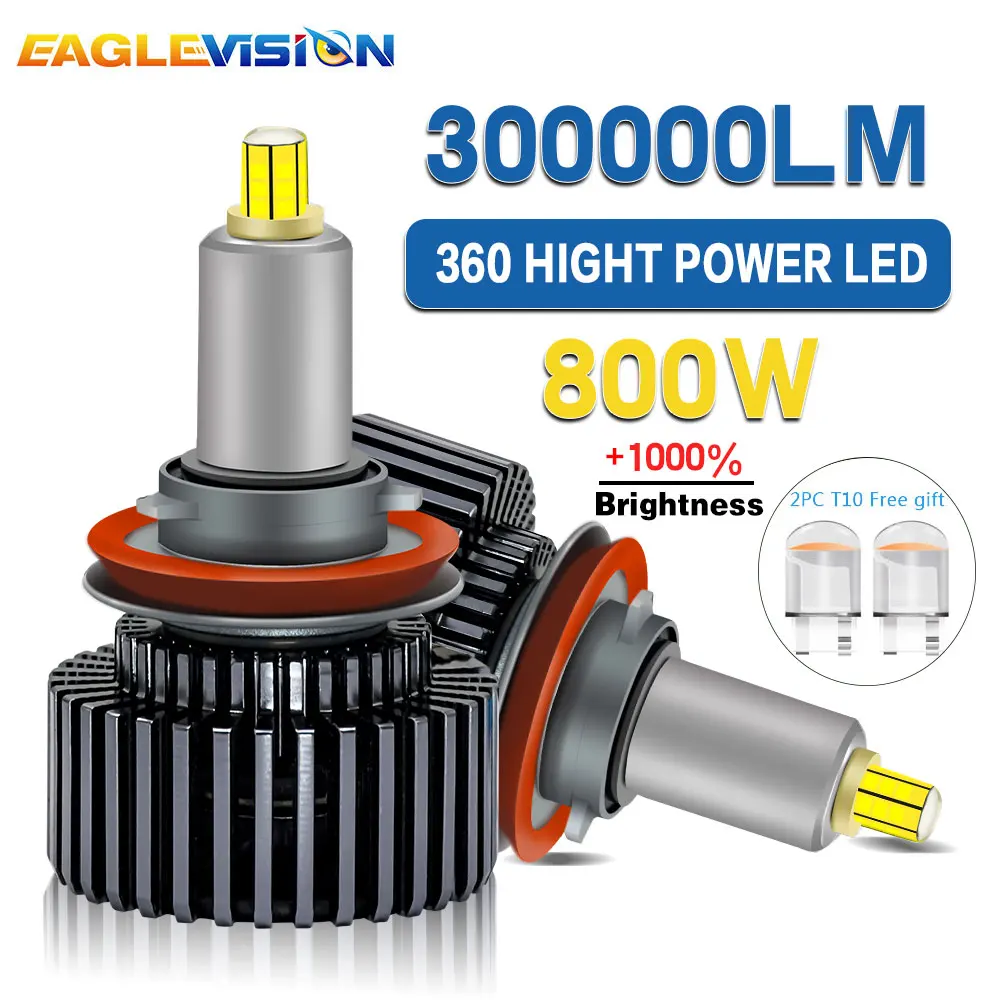 

EAGLEVISION 3D H11 Lens Led Headlights Bulbs 800W 360 LED H7 HIGH POWER Projector 12v 24v 6000K H7 H4 H11 H1 9005 9006