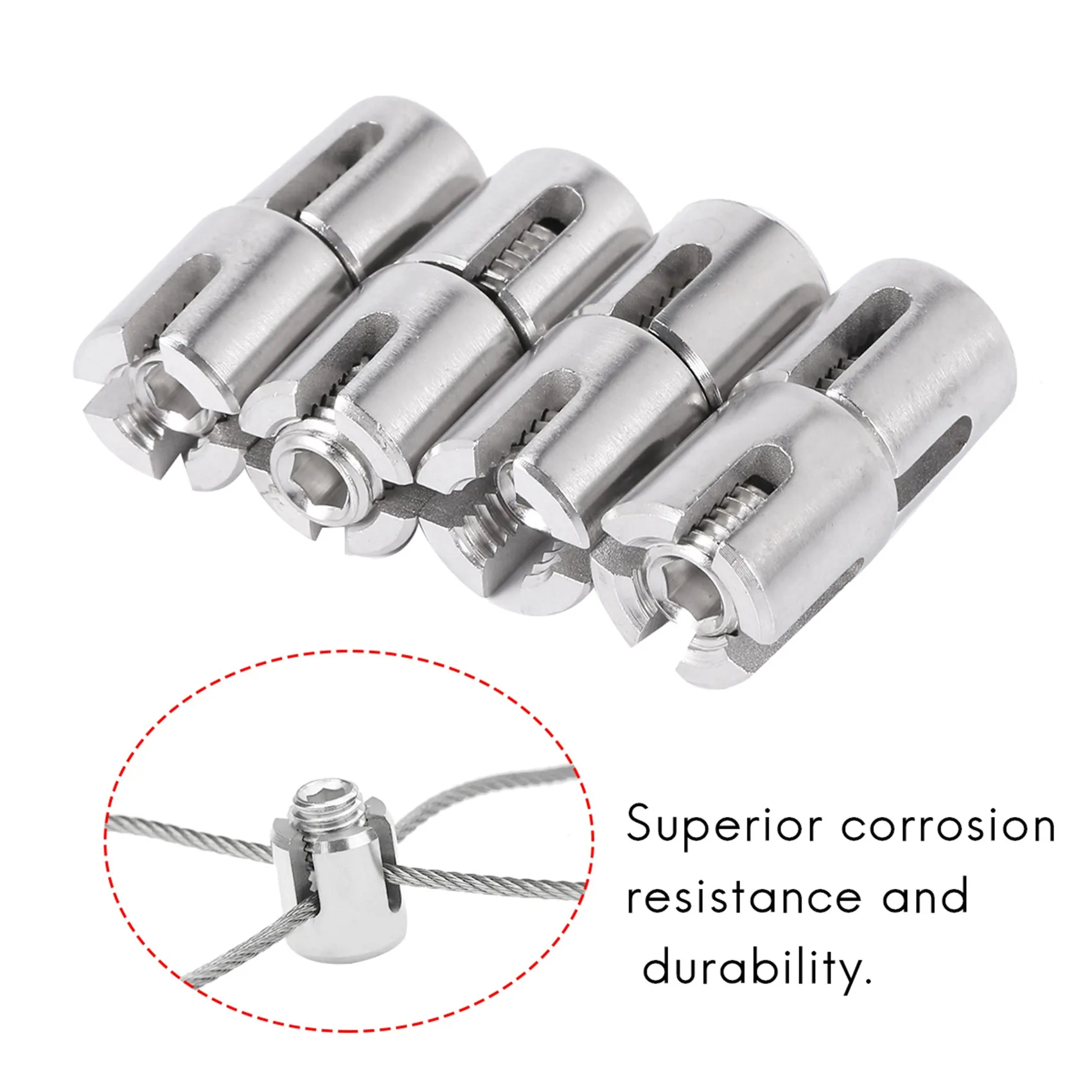 8 Pcs Stainless Steel Wire Rope Green Wall Trellis Fitting Cross Clip 3mm Wire