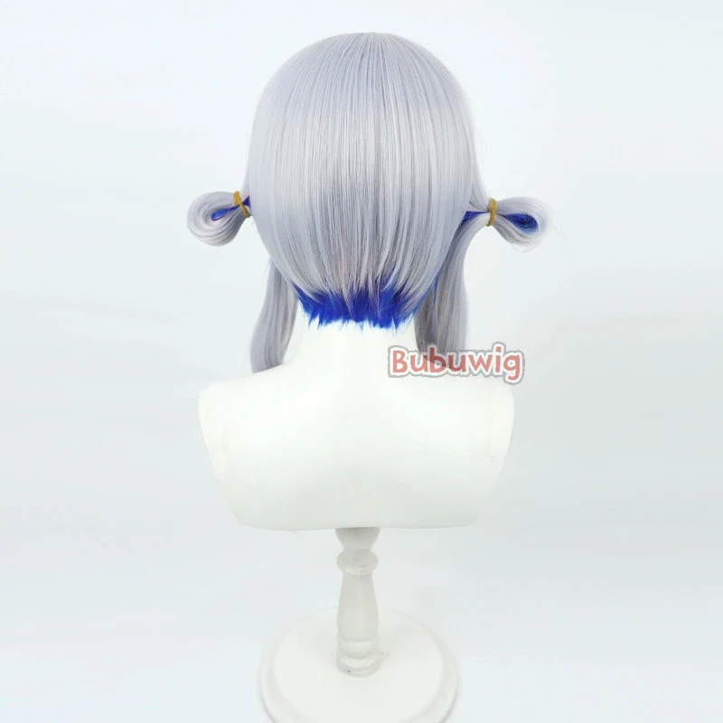 Bubuwig pelo sintético Amane Kanata pelucas de Cosplay Virtual YouTuber Amane Kanata 60cm plata blanco mezclado azul peluca resistente al calor