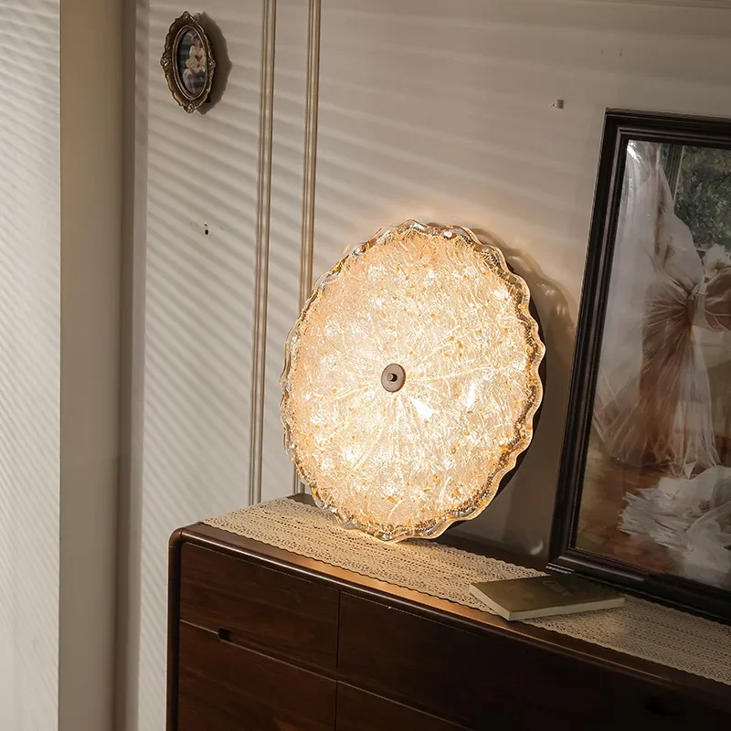 Medieval bedroom ceiling lamp, American retro living room gold foil designer