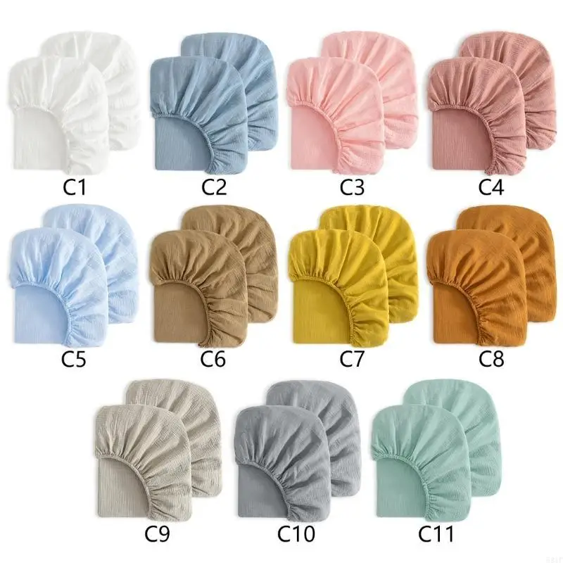 

581F Set of 2pcs Baby Fitted Sheet for Infant Crib Changing Pad Sleeve Bed Mattress Cushion Cover Dustproof for Bassinets