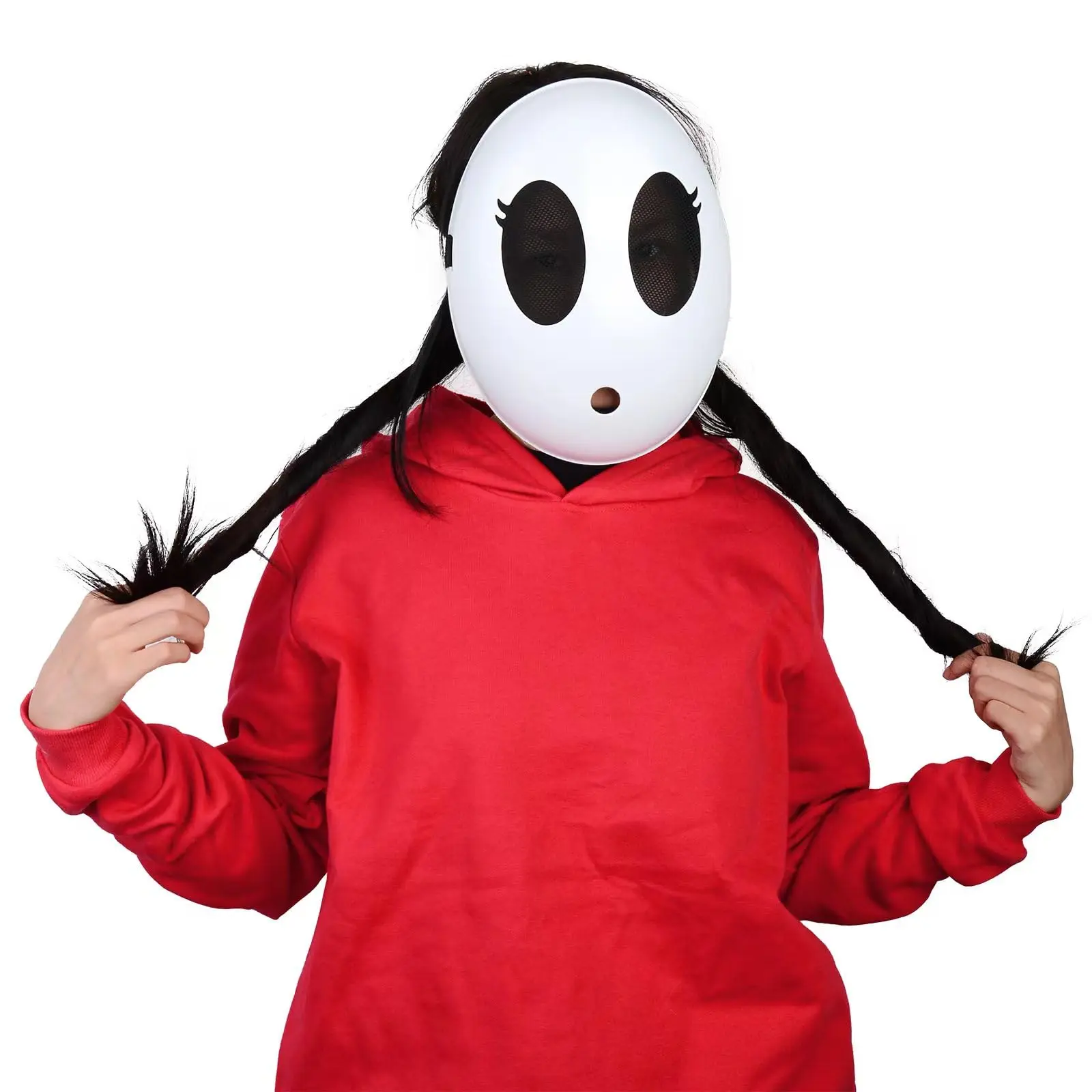 Game Super Luigi Bros Shy Guy Mask Creative Halloween Terror Personality Cosplay Unisex Adult Full Face White Masquerade Prop