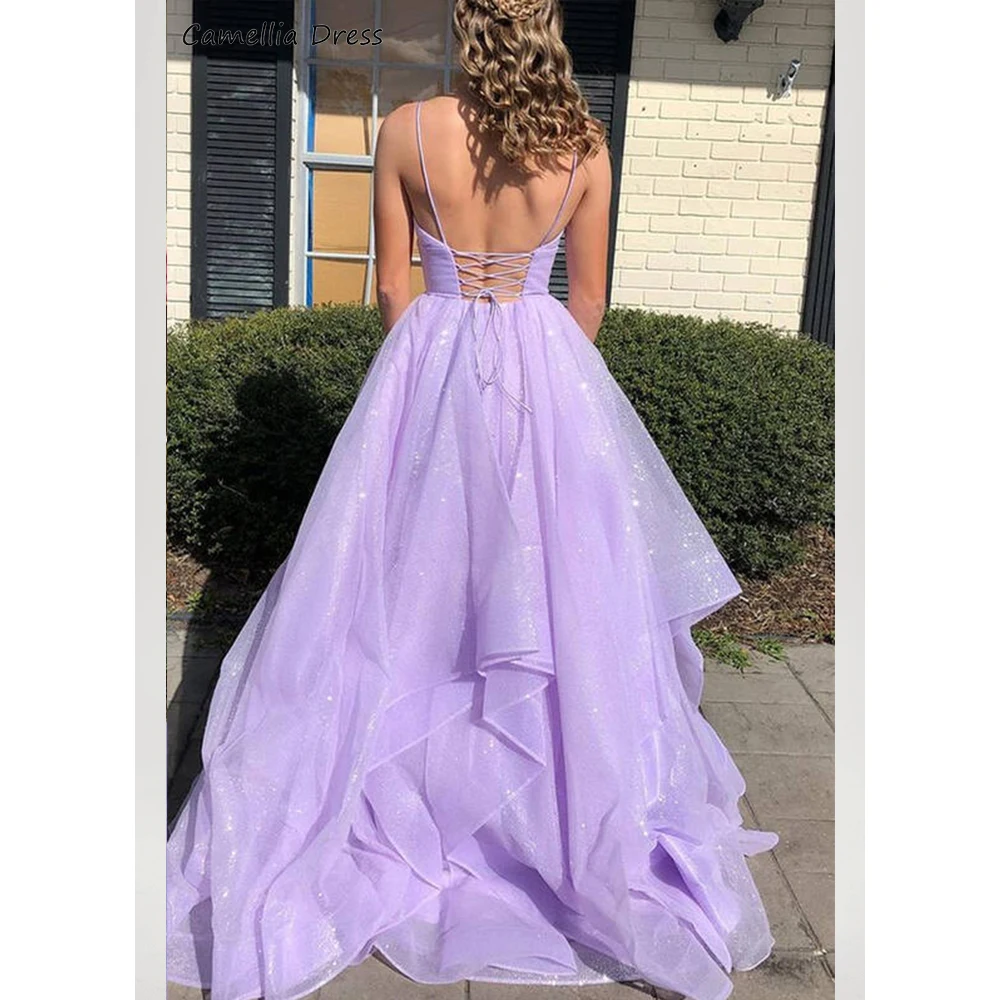 Sparkle Straps Party Dresses Multi-Tiered A-Line Evening Dress Lavender Elegant and Pretty Women\'s Dresses Vestidos De Fiesta