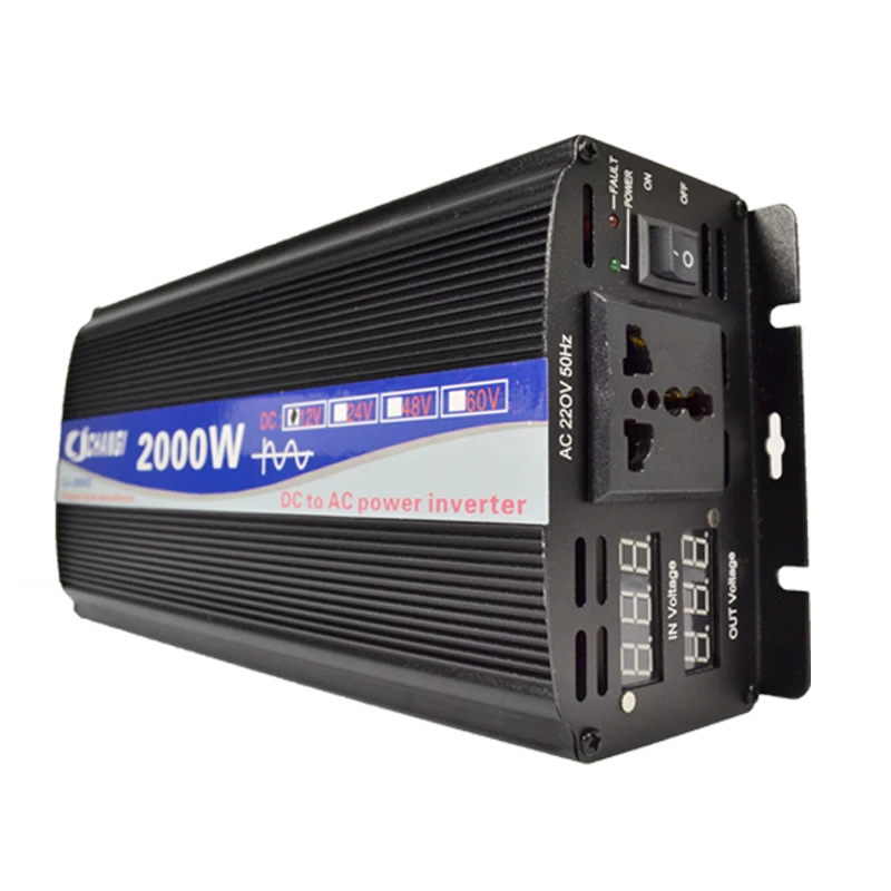 2000W 3000W 4000W Inversor de Onda Senoidal Pura DC 12V 24V 48V 60V 72V para AC 110V 220V Energia Solar Car Inversores Doule Display Digital