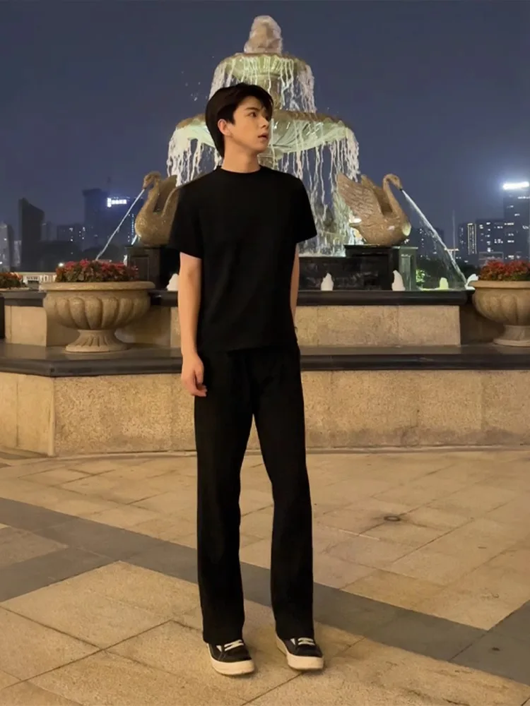 Bla Le Blade Men's Summer High Street Cleanfit Pants Drapey Flared Trousers Faionable Casual Pants for Teenagers