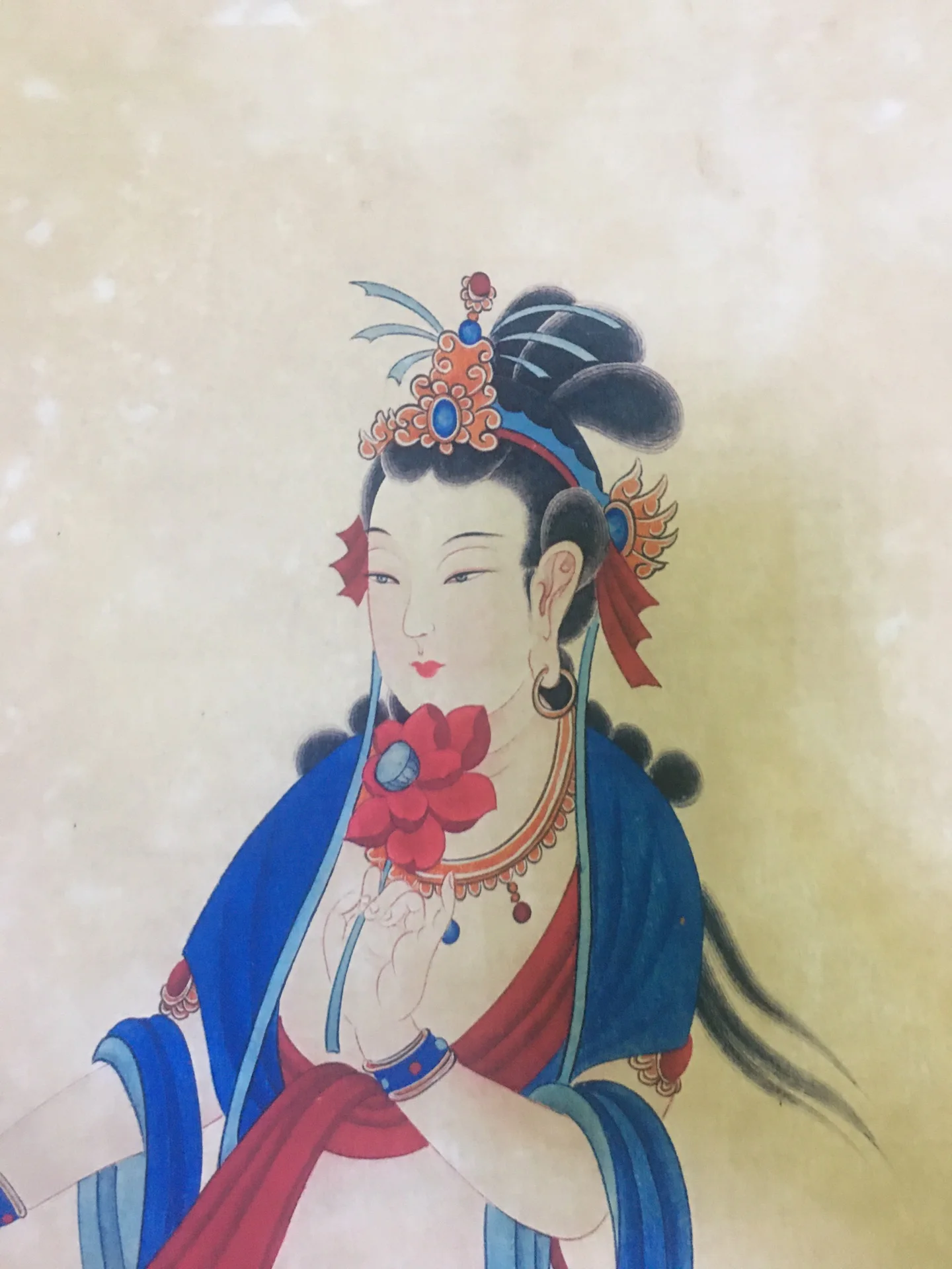 Chinese living room classical rice paper rotten film painting Zhang Daqian - Dunhuang beautiful lady decorative painting