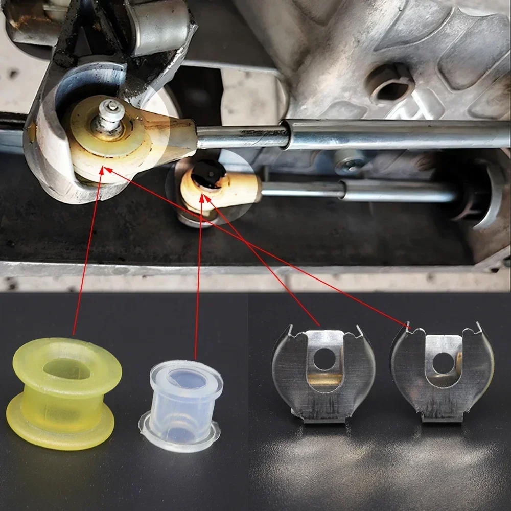 4pc Gearshift Cable Gearbox Control Bushing VW Polo Golf MK3 4 5 6 Lock Washer Gear Shifter Selector Lever Linkage End Rod Parts view 4