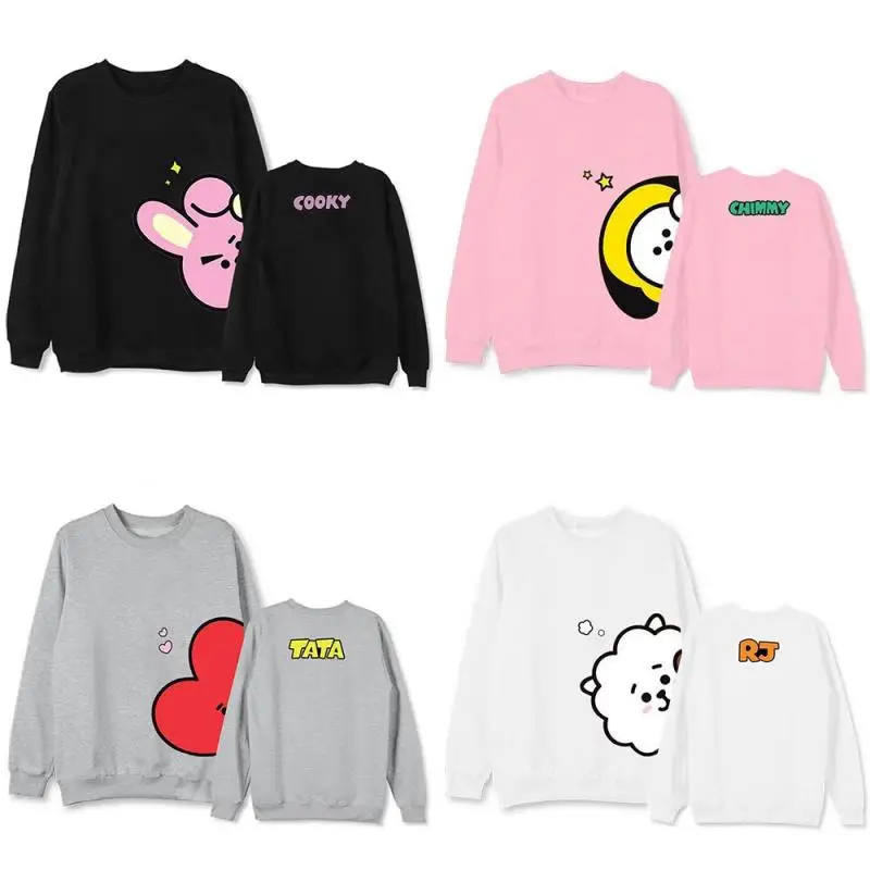 Anime Cartoon Bt21 Cooky Tata Koya Chimmy Hoodie Y2K Spring Autumn New Thin Round Neck Jacket Cute Couple Top Gift for Friends