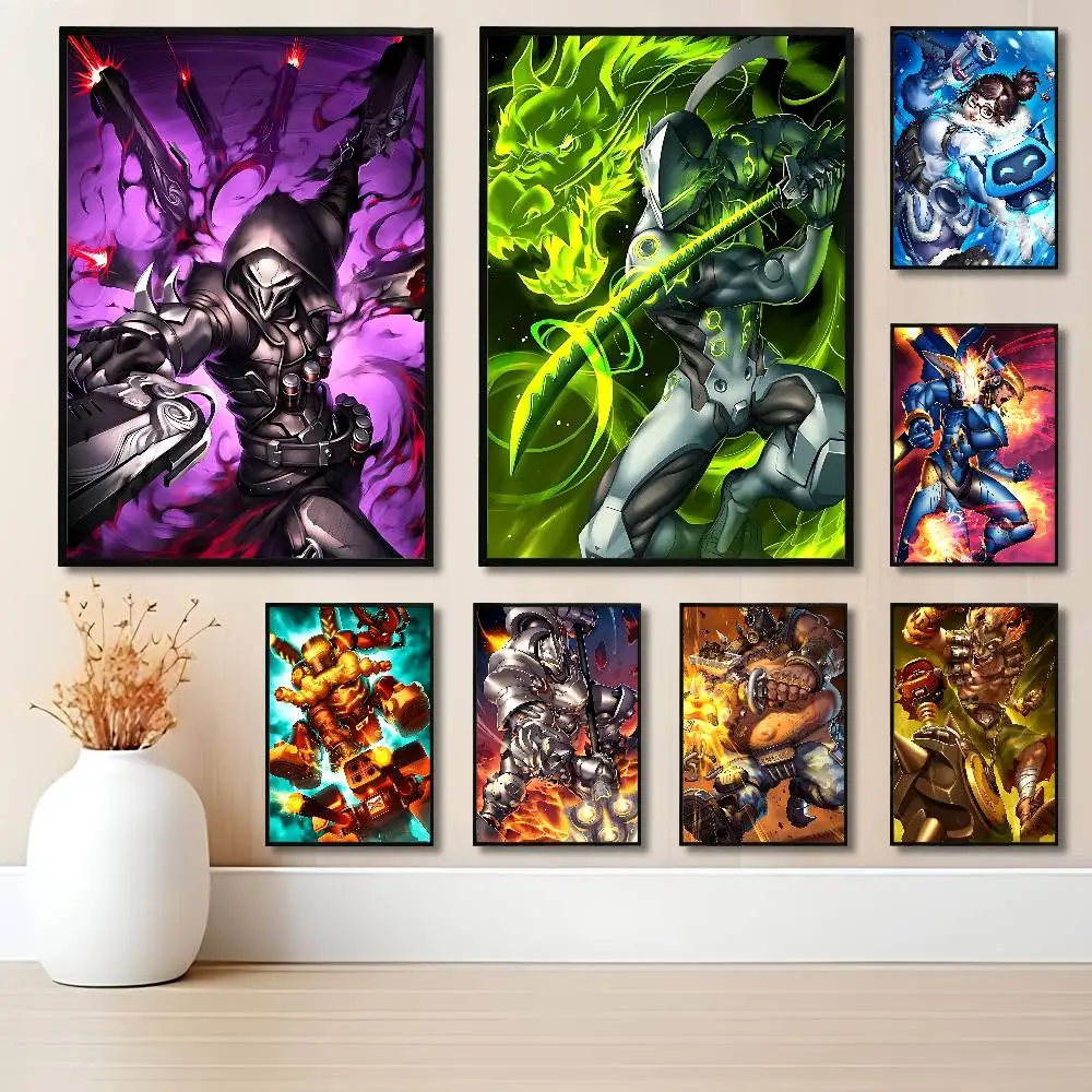 Hot Game O-Overwatch-S Club Bar Paper Vintage Poster Wall Art Painting Bedroom Study Stickers