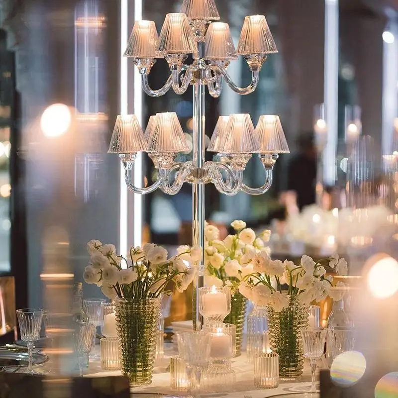 

4 шт. (комплект) Подсвечники в европейском минималистичном стиле с девятью ножками, для улицы, фэн-шуй, хрустальные, для свадебного декора, декоративные светильники