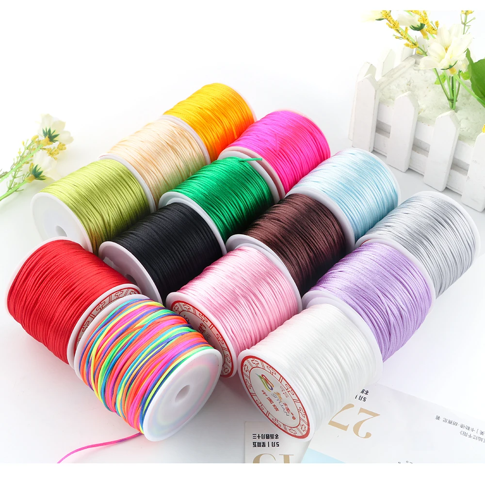 5/10Pcs 1.5MM 55Meter/Roll Nylon Rope Beaded Thread For Making Pacifier Chain Bracelet Jewelry Craft Braided Rope