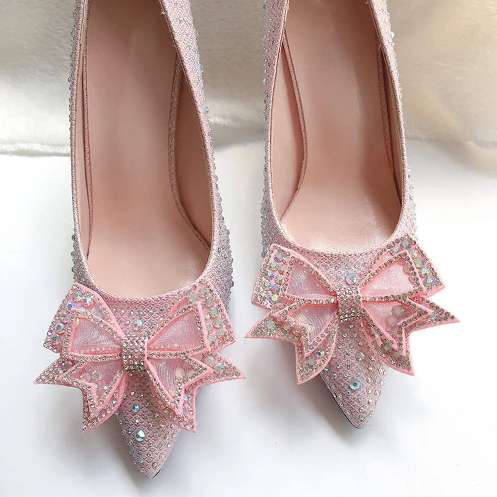 

1Pair Butterfly Knot Shoe Buckle Sparkling Appliques Embellishments for Shoes Bags Hats DIY Decoration Shoe Charm Jewelry Decor