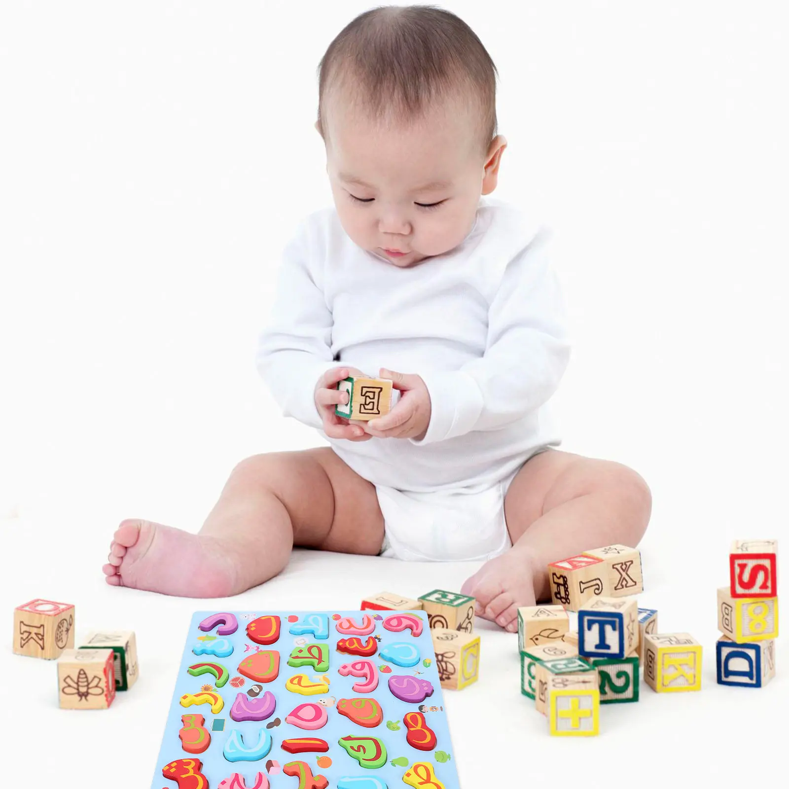 

Wood Montessori Arabic Alphabet Puzzle Educational Letter Recognition Board Early Learning Game for Toddlers Children