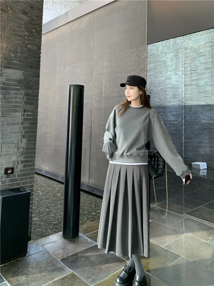 

Шерстяная юбка А-силуэта миди с высокой талией, стройнящая, для повседневной носки, женская, осенне-зимняя, модная, средней длины