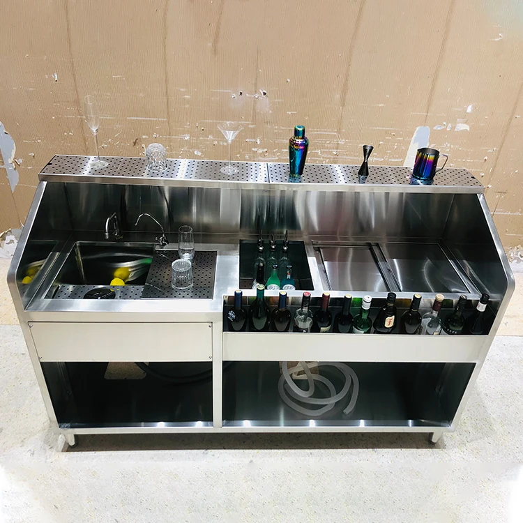 Most Popular Mobile bar Station Bartender Service Station Made of 201/304 Stainless Steel Folding Bartending Station