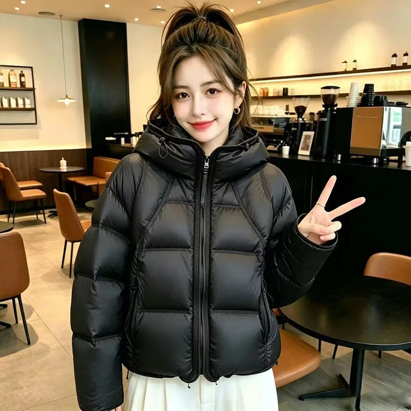 2026 New Fashion Hooded Down Coat Women Parkas Winter Short Warm Cotton Padded Jacket Cold-proof Outwear Trend Overwear Female