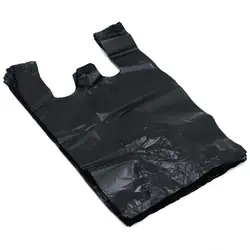 100pcs 12x20inch T Shirt Bags Black Plastic Bags Grocery Bags Retail Shopping Bags Merchandise Bags for Supermarket Restaurant