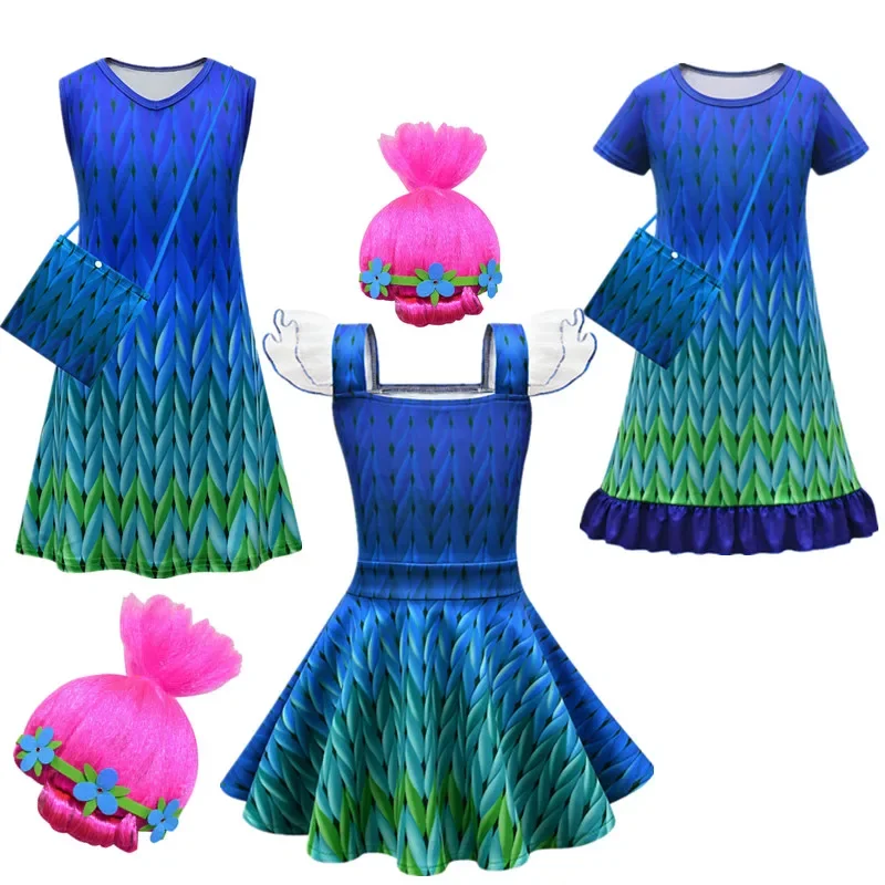 Trolls 3 Kids Costumes girls dresses trolls poppy costume dress for girls Halloween costumes for kids Carnaval fancy dress