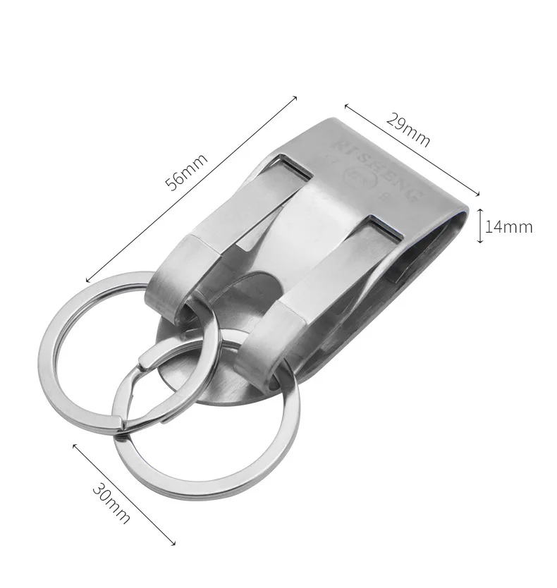 3Designs Anti Lost Heavy Duty Stainless Steel Belt Key Holder KeyClip Detachable Keyrings for Keychain Men Jewelry