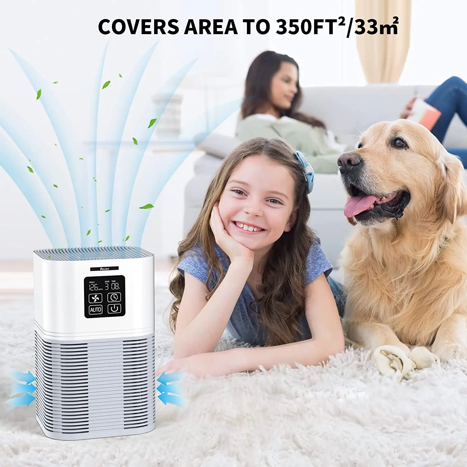 Room Large up to 350 sq.ft H13 HEPA Filter 6 Timer Settings Aromatherapy Quiet Air Cleaner Air Purifier