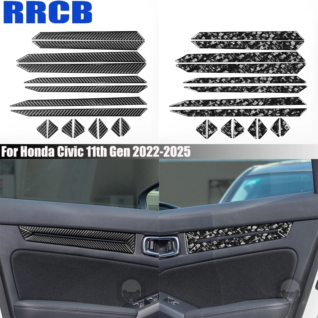 

Carbon Fiber Car Accessories Door Handle Armrest Panel Interior Trim Cover Sticker For Honda Civic 11th Gen 2022 2023 2024 2025