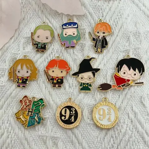 10PCS Alloy Dripping Charm Charm Pendant Cartoon School of Magic Pendant DIY Keychain Earrings Jewelry Accessories