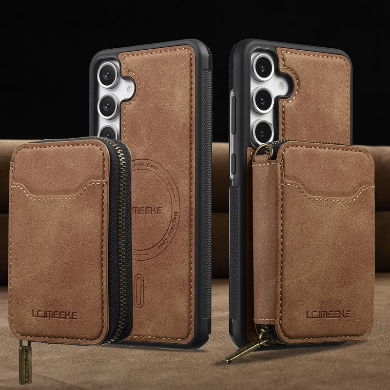 

Магнитный съемный чехол-кошелек на молнии 2 в 1, для Samsung Galaxy S25 Ultra S21 S22 S23 S24 Plus, противоударный чехол-подставка с отделениями для карт