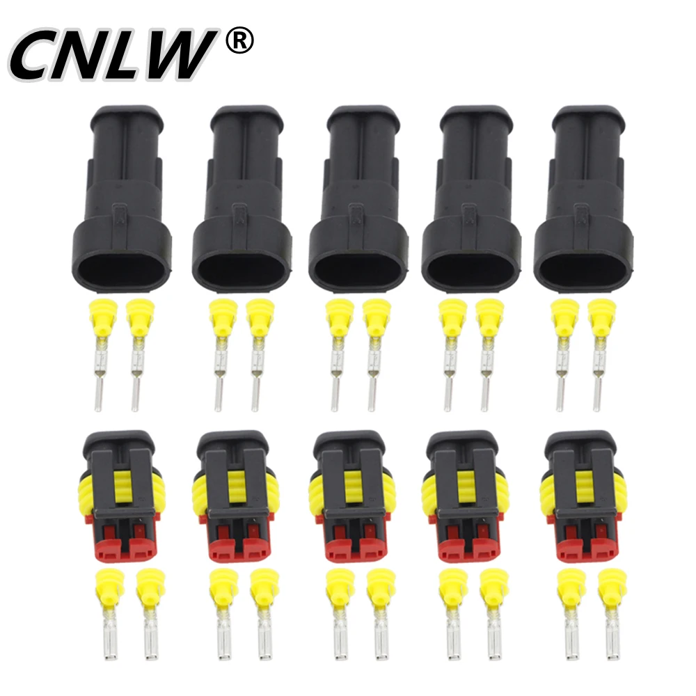 5 Sets 2 Pin 1.5mm Connectors,DJ7021-1.5 Waterproof Electrical Wire Connector Plug, Xenon lamp connector Automobile Connectors