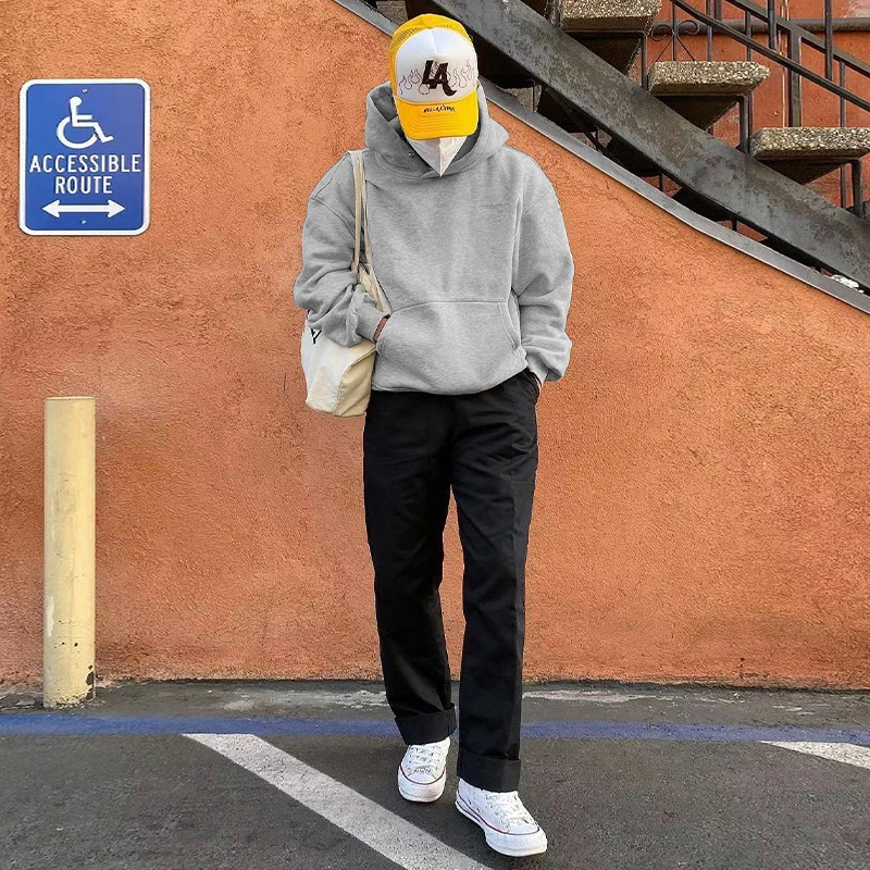 American Retro Heavy grey Profile Cleanfit maglione con cappuccio da uomo autunno High Street Oversize con cappuccio felpe sportive per il tempo libero