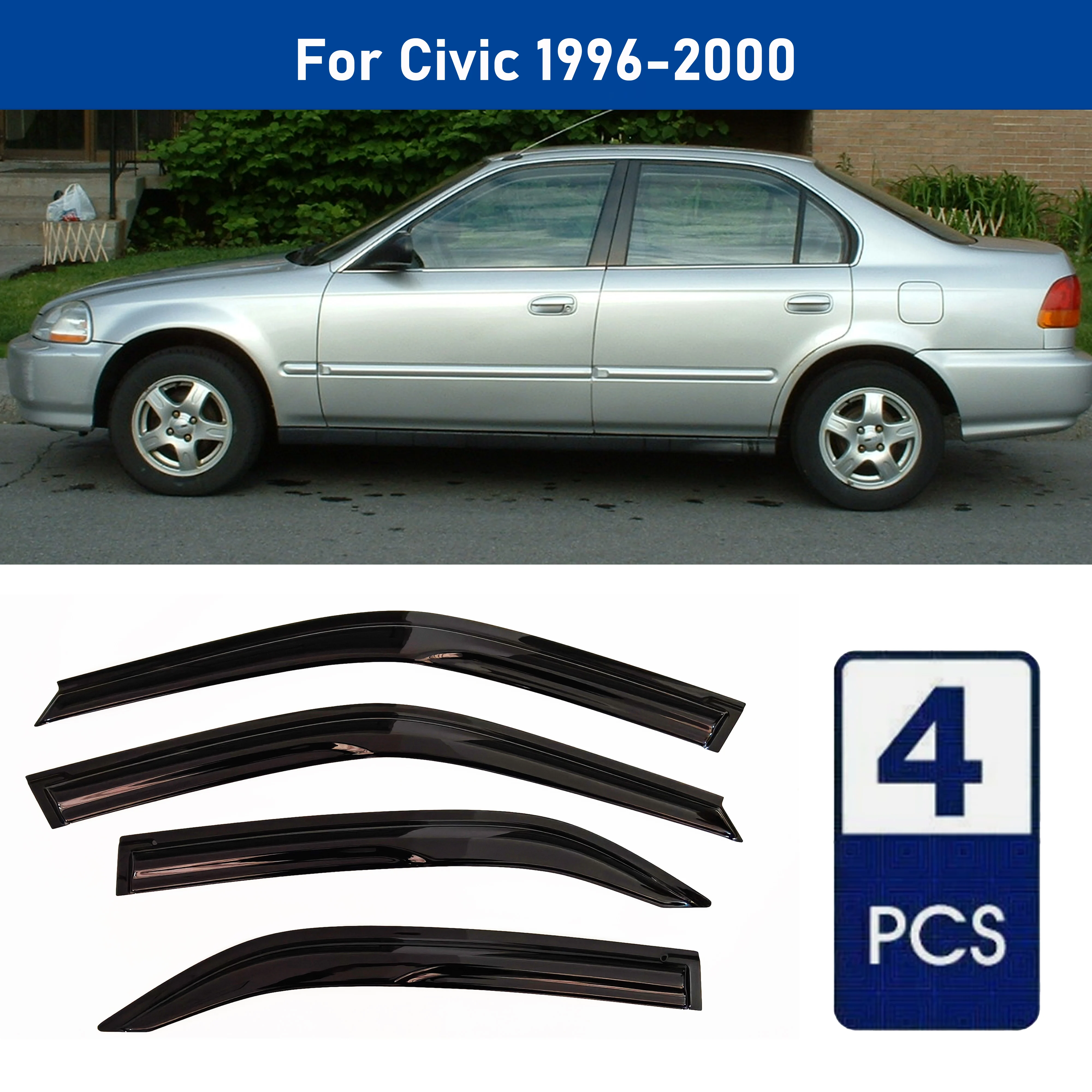 

Высококачественные дефлекторы окон AIBAP (4 шт., 1,8 мм) для Honda Civic 1996-2000 Седан, защита от дождя и солнца