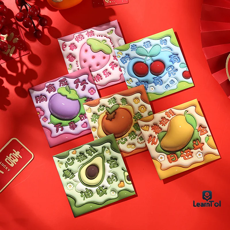 

6Pcs Cartoon Creative Snake Year Red Envelopes Fashion Cute Fruits Lucky Money Bag Chinese Spring Festival Red Envelope Gifts