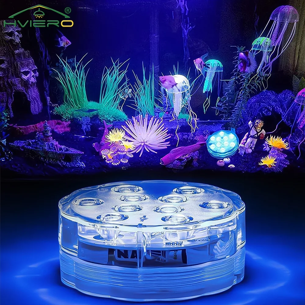 

10Led Remote Controlled DC 6V RGB Submersible Light Battery Operated Underwater Night Lamp Pond Swimming Pool Party Decoration