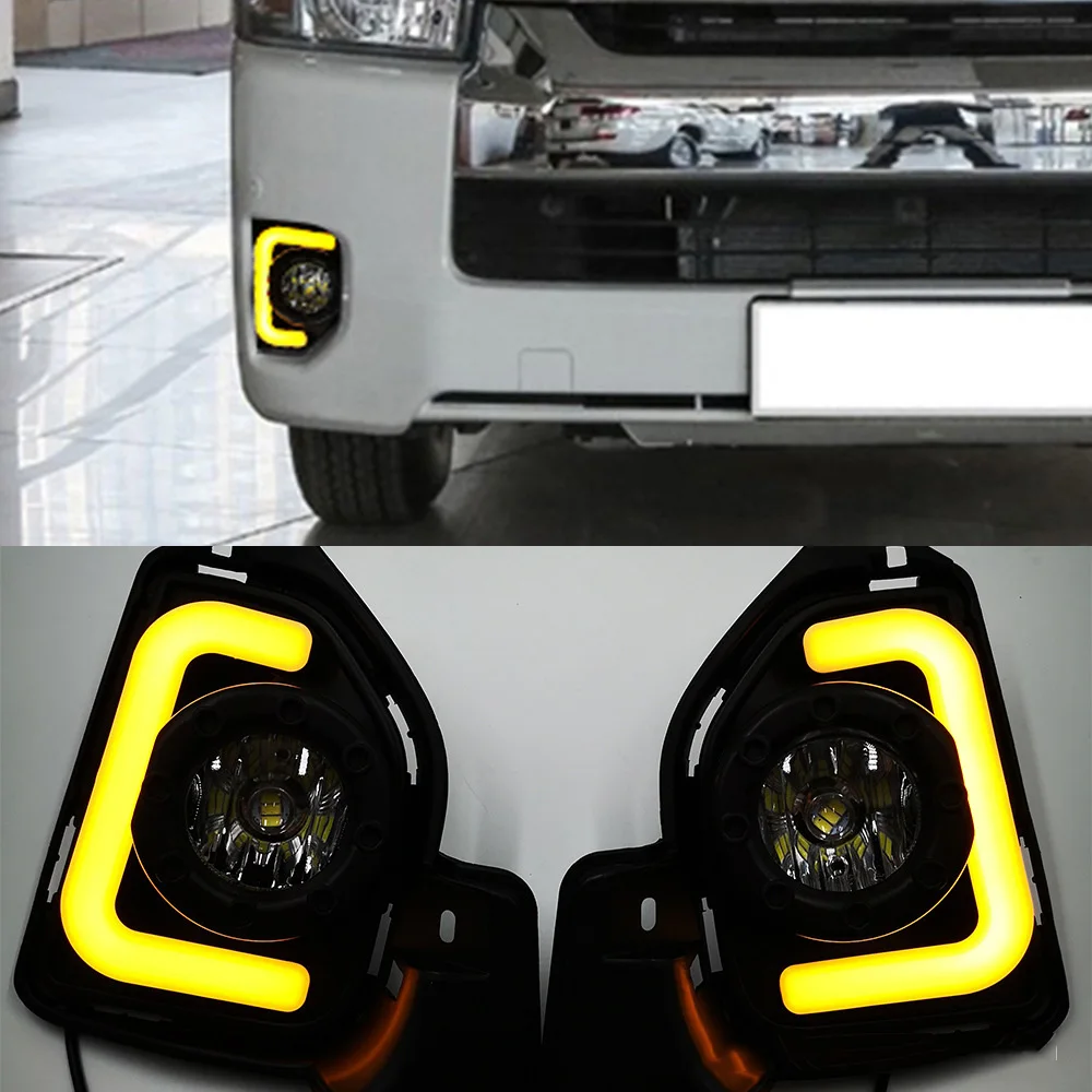 For TOYOTA HIACE COMMUTER 2014-2016 Led DRL Daytime Running Lights Fog Lamp Assembly Daylights Wires Switch Turn Signal