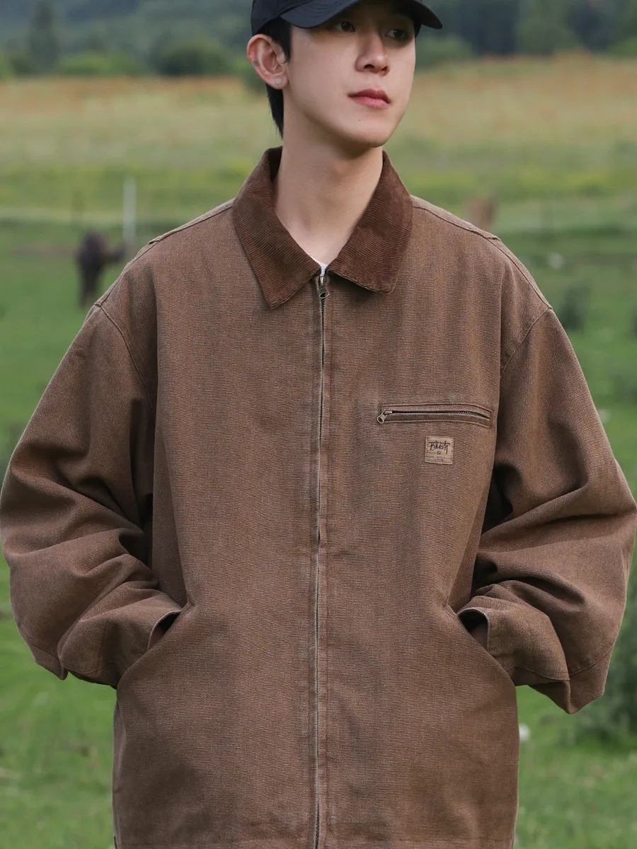 

Весна-Осень 2024 Новинка: Рабочая куртка унисекс в американском ретро-стиле, бейсбольная, свободного кроя, из полиэстера