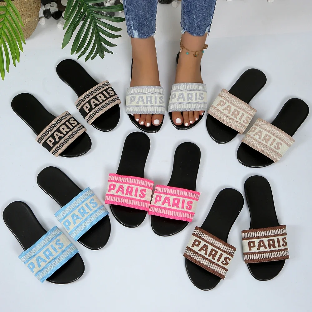 Women Slippers 2024 New Summer Sandals Ladies Casual Slides Women Beach Slippers Flats Woman Designer Shoes Zapatos De Mujer