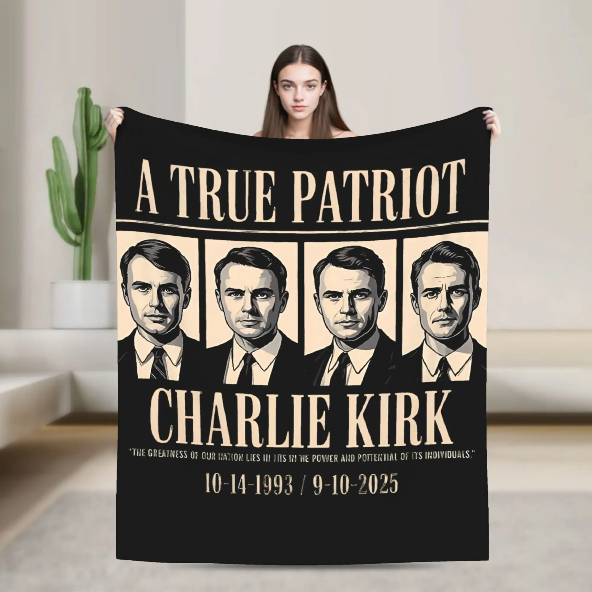 Manta de viaje de franela con un verdadero patriota, Charlie Kirk, para exteriores, diseño súper suave, colcha de calidad, Idea de regalo