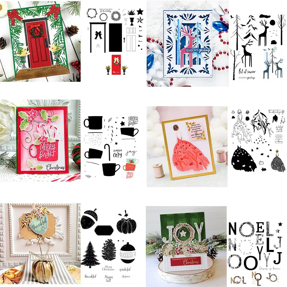 Weihnachtsfreude von Noel Winter Wonder Stempel und Stanzformen Herbsternte Tassen Stempel für DIY Scrapbooking Basteln Kartenherstellung 07