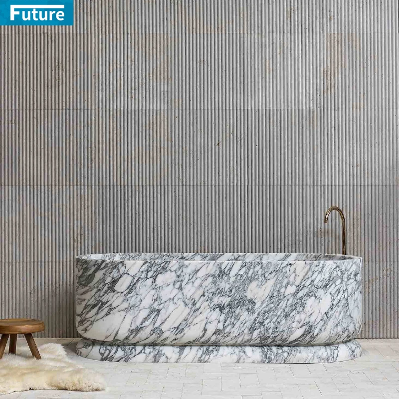 Luxury Stone Baths,Luxury 100% Natural Arabescato White Marble Soaking Bathtub Independent Solid Stone Bathroom Tub