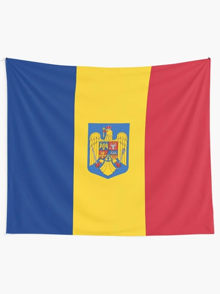 Romanian square flag-Coat of arms Tapestry On The Wall Funny Bathroom Decor Tapestry