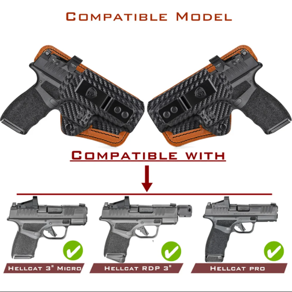IWB Kydex Leder & Schaumstoff Gepolstertes Hybrid-Holster für Springfield Hellcat Pro 3" Hellcat OSP Clips Verdecktes Tragen – Detail 1