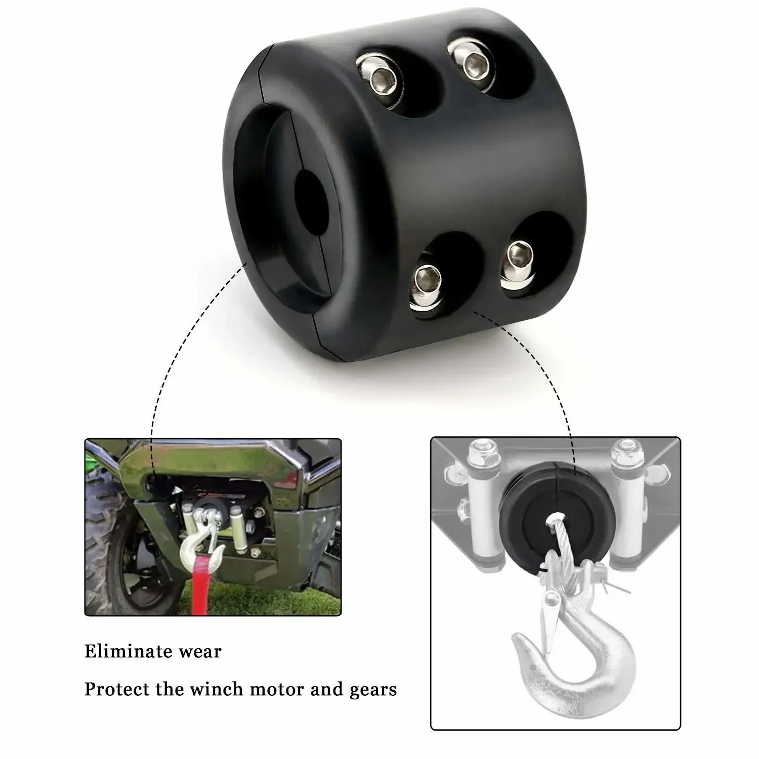 13Mm Lier Kabel Haak Stopper Rubber Touw Lijn Saver Met Schroeven Voor Vrachtwagens Jeep Atv Utv Orv Suv Beschermen tow Haken