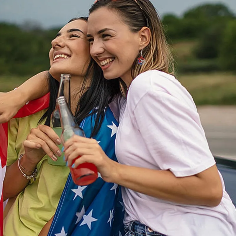 4th z červenec náušnice pro ženy dívčí vlastenecké americký standarta hvězda červená bílá modrá dangle hroutit se náušnice svátek šperků dar