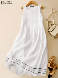 Summer Elegant Sleeveless Dress ZANZEA Women A-line Loose Sundress Vintage Holiday Beach Tanks Vestidos Casual Work Sarafans