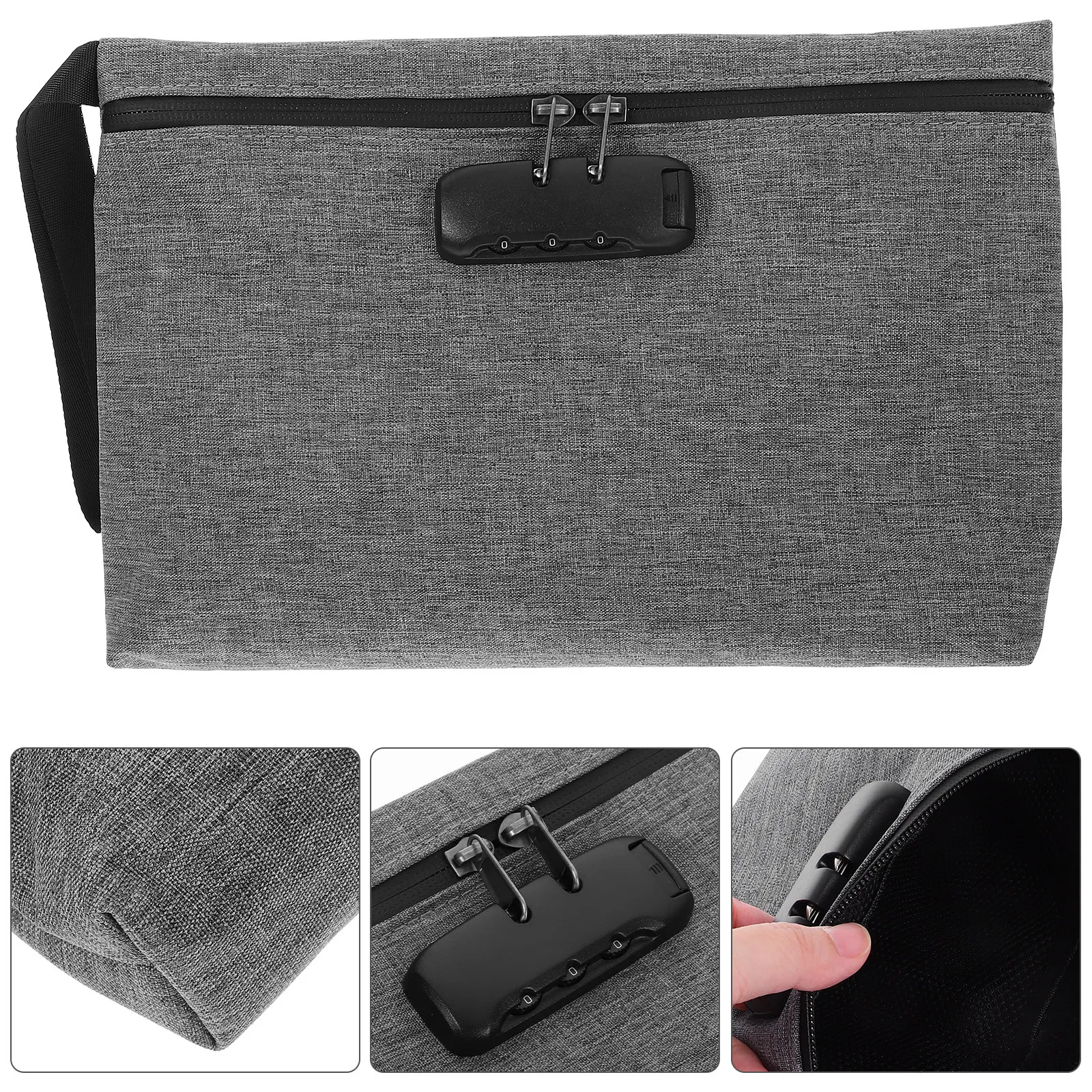 

Combination Lock Storage Bag Waterproof Portable Money Lock Bag For Cash Cards Valuables Large Capacity Document Organizer