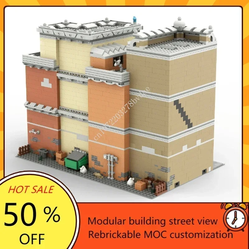 3858PCS ที่กําหนดเอง MOC Modular Apartments Street View รุ่นปริศนาที่กําหนดเองเทคโนโลยี DIY Creative Assembly ของเล่นของขวัญ
