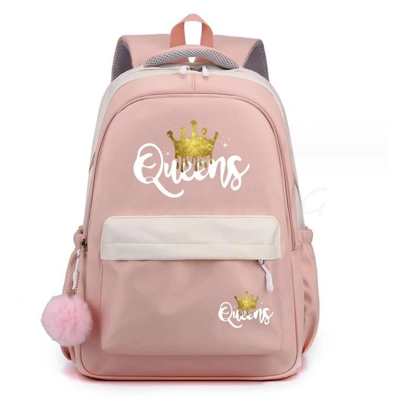 Golden Queens Print School Backpack Children School Bags Boys Girls Back to School Gift Rucksack Mochila 16 Inch Zipper Knapsack