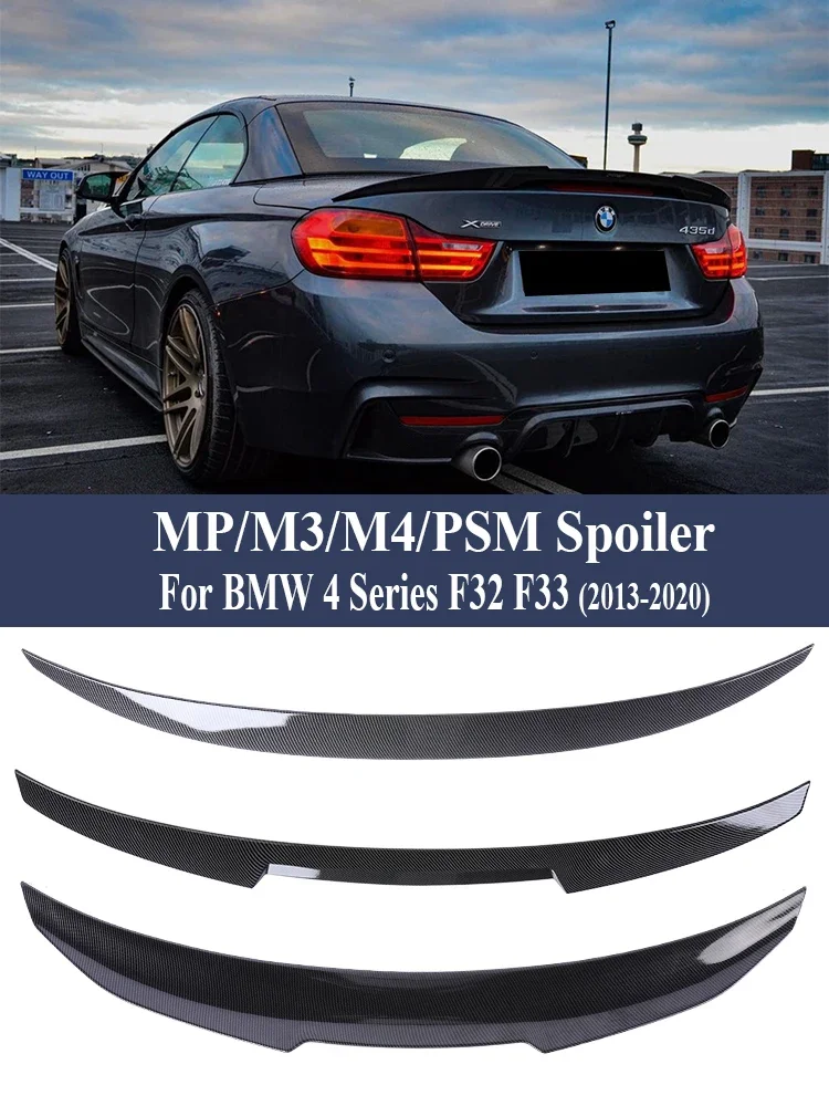 Carbon Fiber Rear Bumper Lip Trunk Lid Spoiler For BMW 4 Series F32 F33 F36 PSM M4 MP Style Wing Tail Kit 2014-2020 Gloss Black